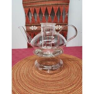 MCM Schott Verran Clear Glass Teapot W Infuser, Warming Base&Lid Bauhaus Germany